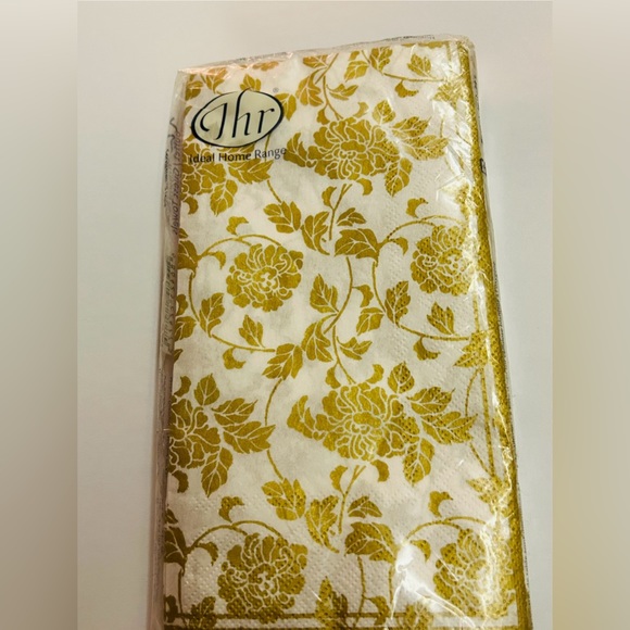 New 16 Napkins "Bloom" White Gold 3 Ply 8 5/8" x 4 3/8" made in Germany - Picture 1 of 6